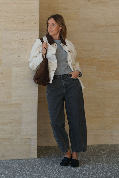 Tapered Barrel Jean, FADED BLACK
