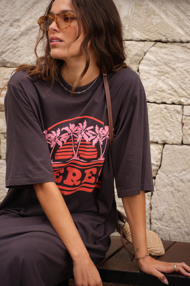 Abby Tee Dress, PHANTOM/CERES SUNSET PALMS