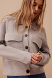 Soft Knit Collared Cardi, GREY MARLE - alternate image 4