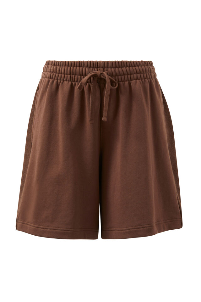 Lulu Reverse Panel Short, CHOCOLATE