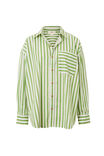 Oversized Poplin Shirt, SPLASH GREEN WHITE STRIPE ORGANIC COTTON - alternate image 2