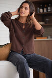 Nelly Long Sleeve Knit Cardi, CHOCOLATE - alternate image 1