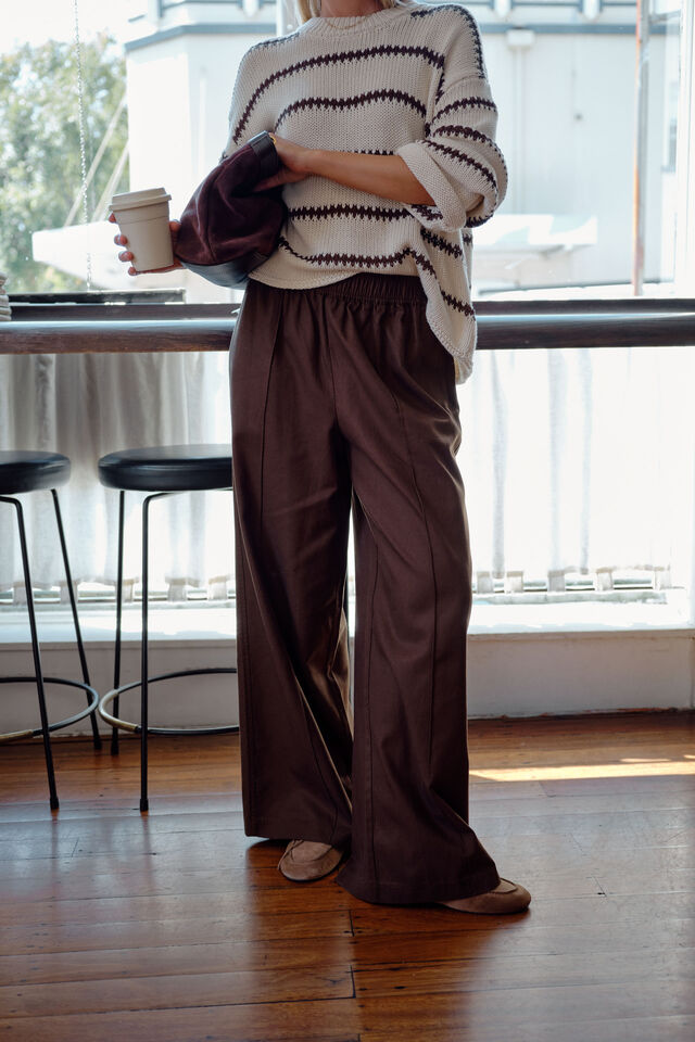 Izzie Pinstitch Pant, CHOCOLATE