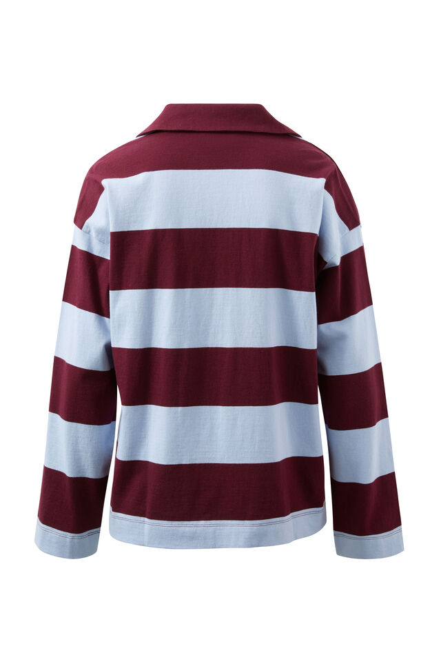 Shelby Slouchy Rugby Top, CHALK BLUE RAISIN STRIPE