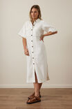 Ava Short Sleeve Midi Dress, FRESH ECRU TWILL - alternate image 5