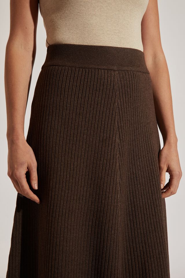 Soft Knit A Line Skirt In Recycled Blend, BITTER CHOCOLATE MARLE