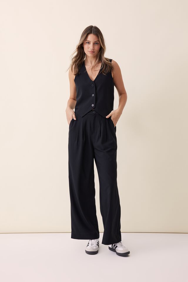 Vest In Recycled Blend, BLACK