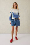 Boxy Knit With Embroidery, WINTER WHITE/BRIGHT BLUE STRIPE - alternate image 6