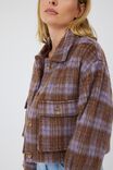 Cropped Jacket In Wool Blend, ORCHID CHECK - alternate image 4