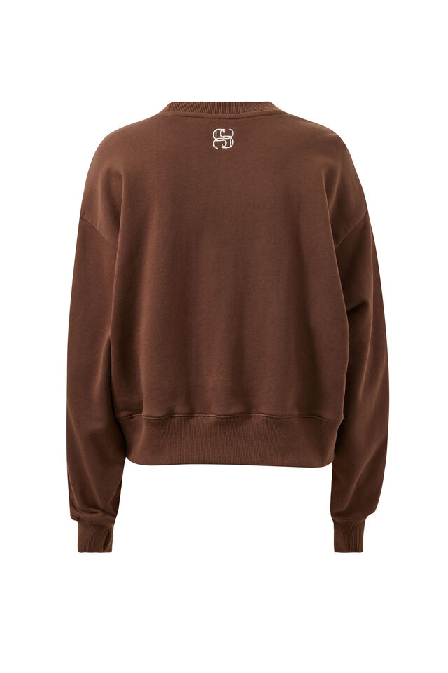 Sasha Sporty Slouchy Crew, CHOCOLATE SIDE STRIPE