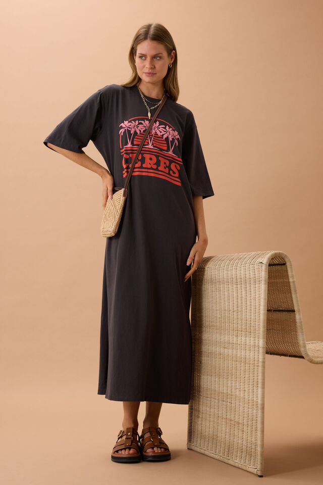 Abby Tee Dress, PHANTOM/CERES SUNSET PALMS