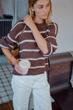 Lila Oversized Knit Crew, CHOCOLATE STRIPE - alternate image 4