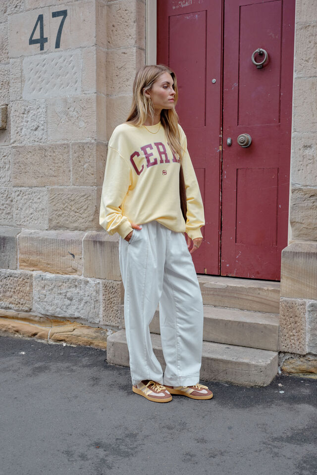 Isla Oversized Slouchy Crew, BUTTER WASHED BURGUNDY HERITAGE LOGO