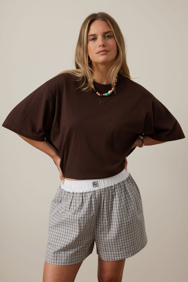 Mila Short, WINE CHOC BLUE CHECK