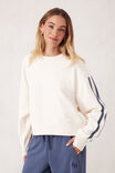 Sasha Sporty Slouchy Crew, WINTER WHITE SIDE STRIPE - alternate image 4