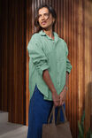 Peta Oversized Shirt, KELLY GREEN WHITE STRIPE - alternate image 1