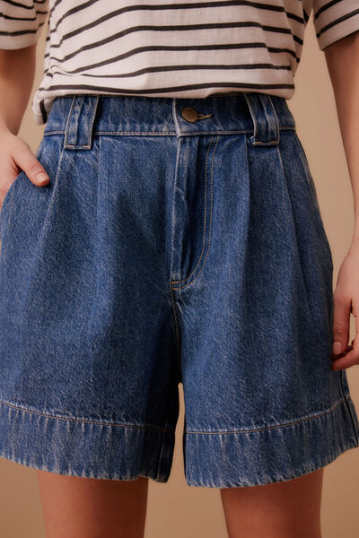 Billie Pleat Front Short, INDIGO BLUE