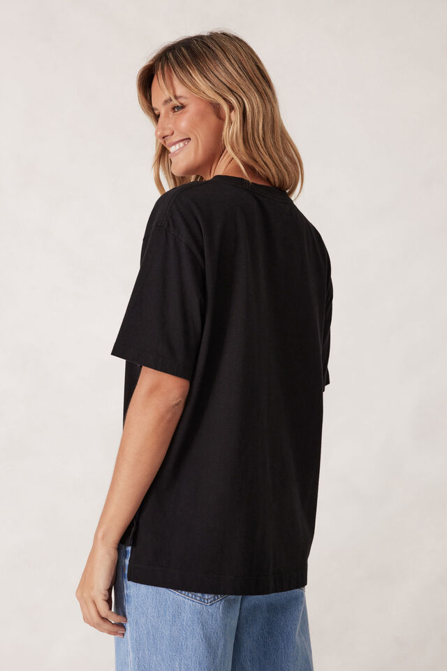 Stevie Slouchy Split Hem Tee, BLACK