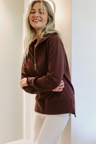 Isabella Half Zip Sweat, WINTER CHOC