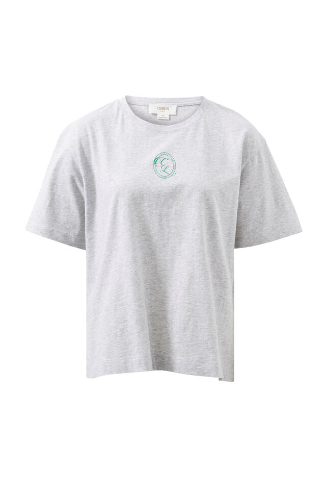 Stevie Slouchy Tee, CLOUD MARLE/CL CREST PRINT