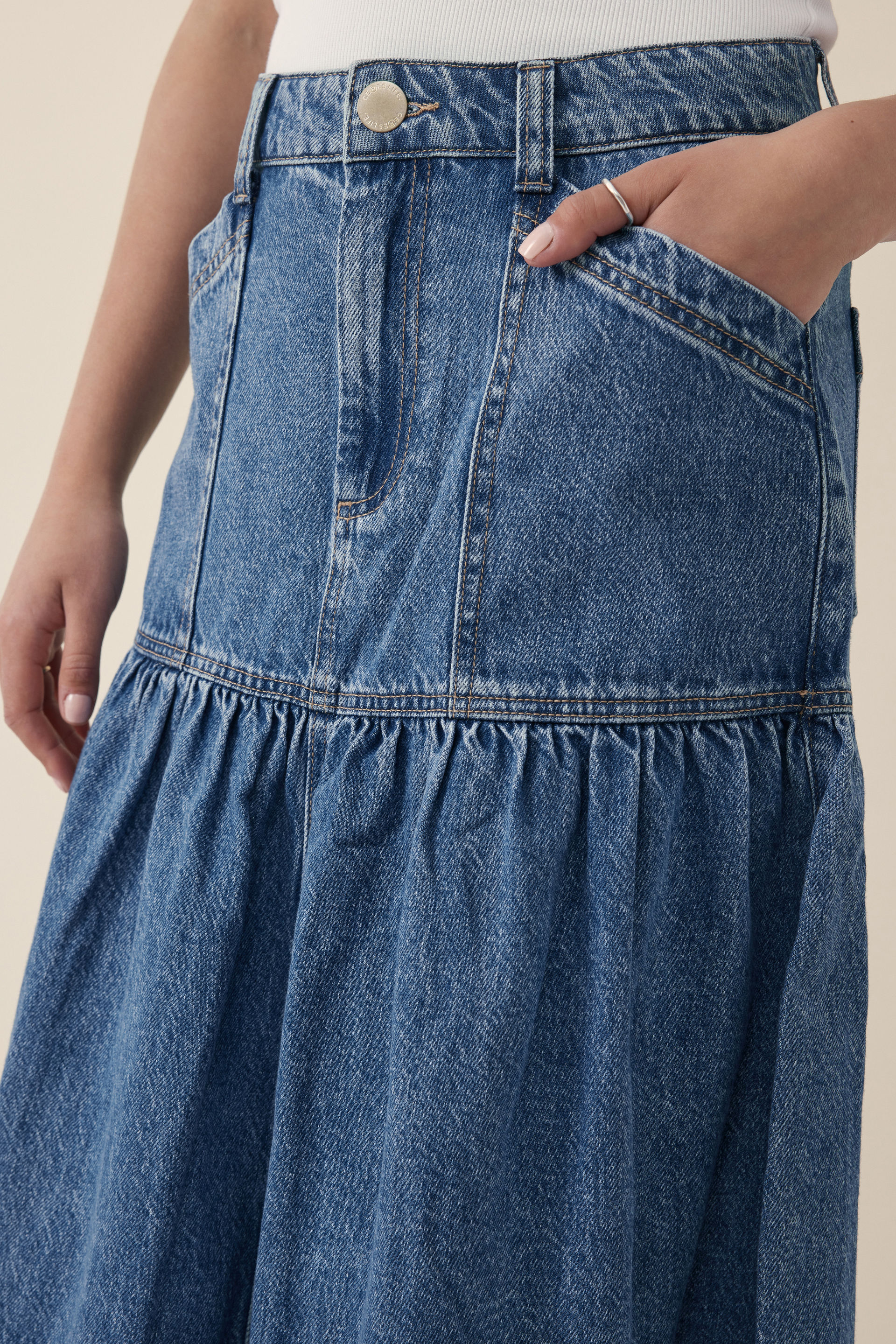 Tiered Denim Skirt | Seed Heritage