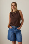 Tahlia Twist Strap Tank, CHOCOLATE - alternate image 1