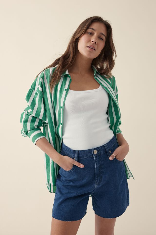 Classic Denim Short In Cotton Lyocell, INDIGO BLUE