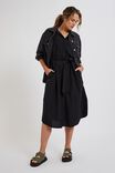Poplin Midi Shirtdress In Organic Cotton, BLACK - alternate image 4