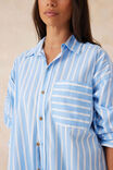 Oversized Poplin Shirt, CRISP BLUE WHITE STRIPE ORGANIC COTTON - alternate image 4