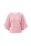 Lucy Relaxed Sleeve Tee, WHITE/HERITAGE RED STRIPE - example image 2