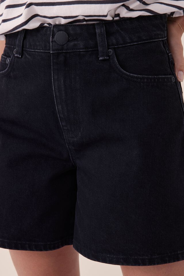 Essential Denim Short, BLACK CLEAN HEM