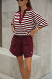 Arlie Short Sleeve Rugby, BURGUNDY/MILK STRIPE - alternate image 4