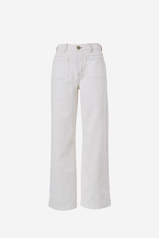 Wide Leg Pocket Jean, WARM WHITE RESCUED COTTON