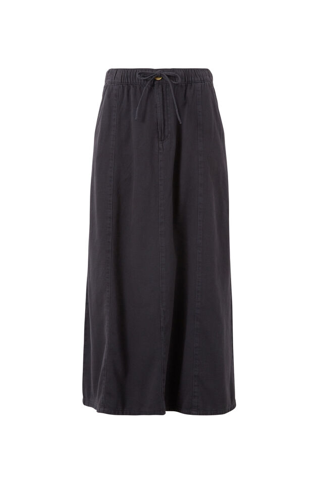 Panelled Maxi Skirt, WASHED BLACK