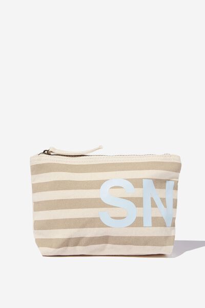 Monogram Pouch In Organic Cotton, CUBAN SAND/UPPERCASE 3