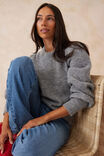 Puff Sleeve Crew In Alpaca Wool Blend, SILVER GREY - alternate image 4