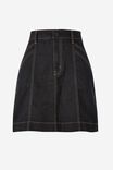 A-Line Skirt With Seam In Cotton Lyocell Blend, BLACK - alternate image 2