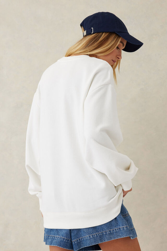 Isla Oversized Slouchy Crew, WARM WHITE LOGO