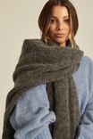 Oversized Knit Scarf In Alpaca Wool Blend, CHARCOAL