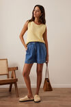 Billie Pleat Front Short, WASHED INDIGO - alternate image 4