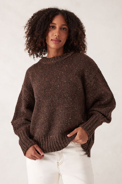 Lofty Knit Crew, CHOC FLECK