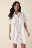 Rolled Cuff Mini Shirt Dress, WHITE - alternate image 7