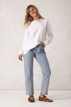 Longline Long Sleeve Cuff Tee, WHITE/WHITE MONOGRAM EMBROIDERY - alternate image 5