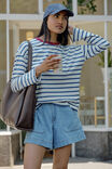 Scout Slouchy Long Sleeve  Tee, MILK PRUSSIAN BLUE STRIPE - alternate image 1