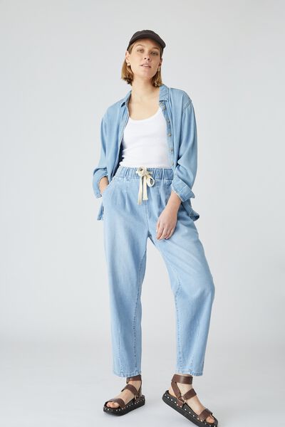 Denim Jogger With Recycled Cotton, SUMMER WASH