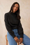 Soft Knit Mock Neck In Recycled Blend, CHARCOAL MARLE - alternate image 5