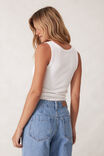 Zoe Contour Rib Scoop Tank, WHITE/BLACK MONOGRAM EMBROIDERY - alternate image 3
