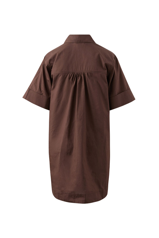 Sara Mini Shirt Dress, CHOCOLATE