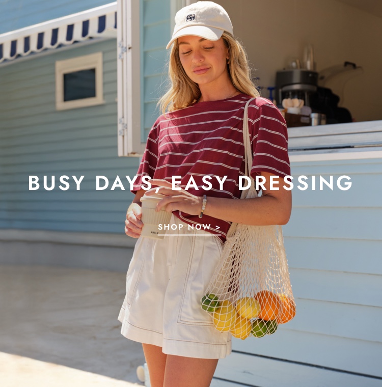 Busy days, easy dressing. Click to shop.