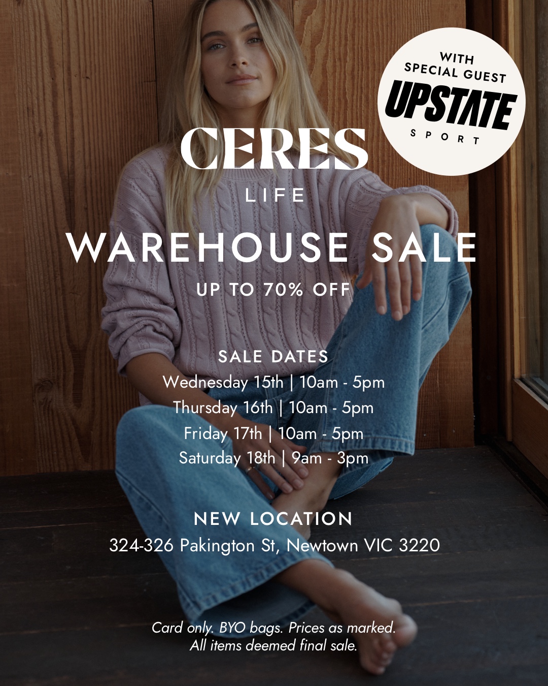 Warehouse Sale Wednesday 15th - Saturday 18th. 10am - 5pm 324-326 Pakington St, Newtown, Geelong.